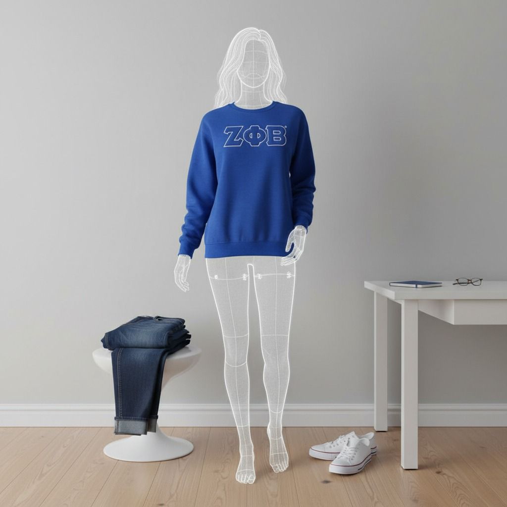 Crew Sweatshirt Blue Embroidered Greek Gear Casual Stylish Top