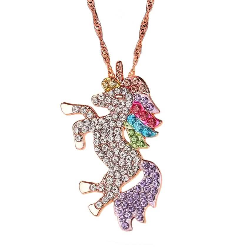 Multi-Colored Unicorn Swarovski Crystal Pendant Necklace