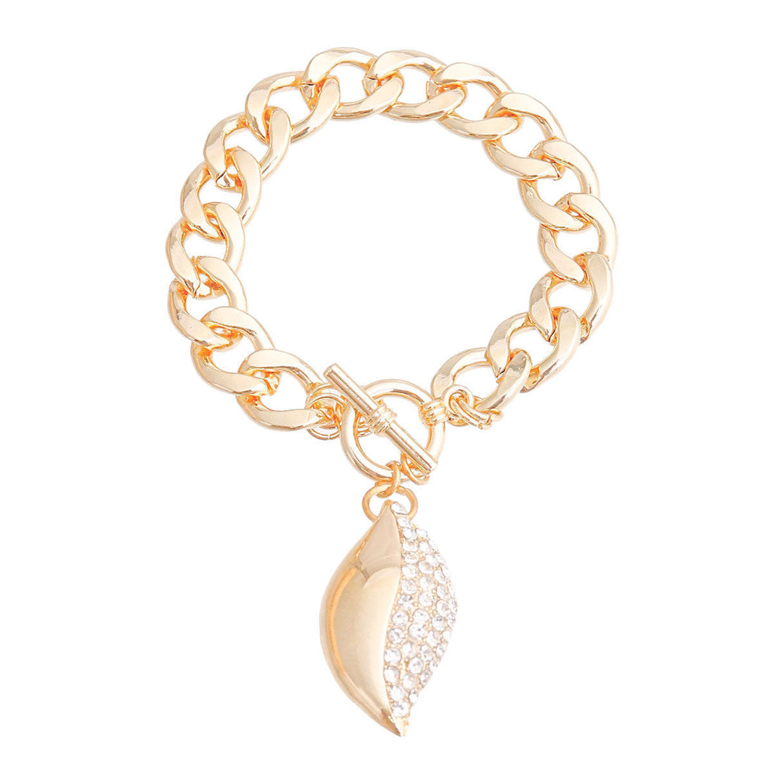 Charm Bracelet Gold Curved Oval Stylish Elegant Jewelry Accessory