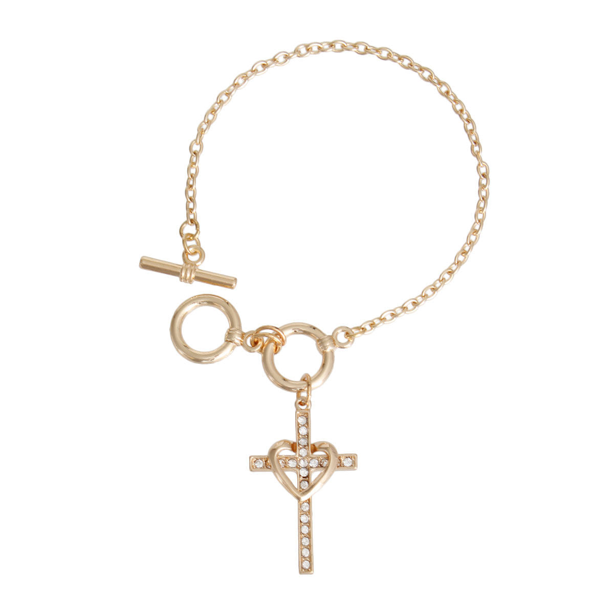 Bracelet Gold Heart Cross Stylish Fashion Jewelry Accessory