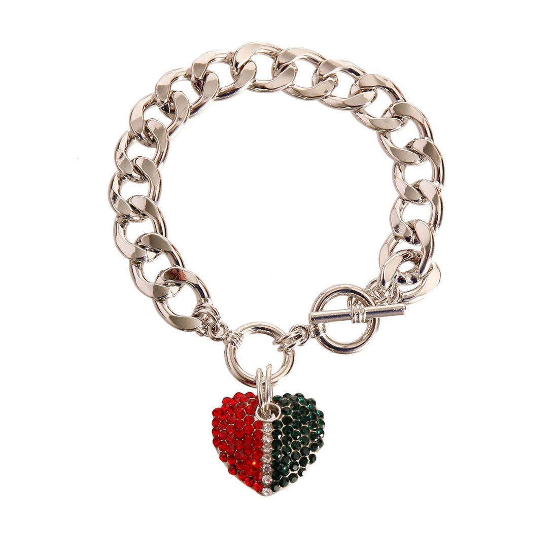 Bracelet Silver Lining Heart Toggle Stylish Jewelry Accessory