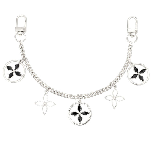 Chain Bag Silver Black Mono Flower Stylish Women’s Accessory