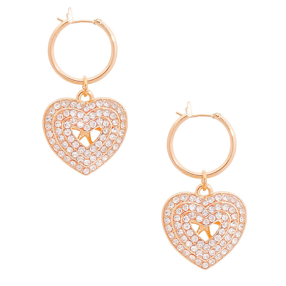 Statement Gold Concentric Heart Hoop Earrings Stylish Chic Jewelry