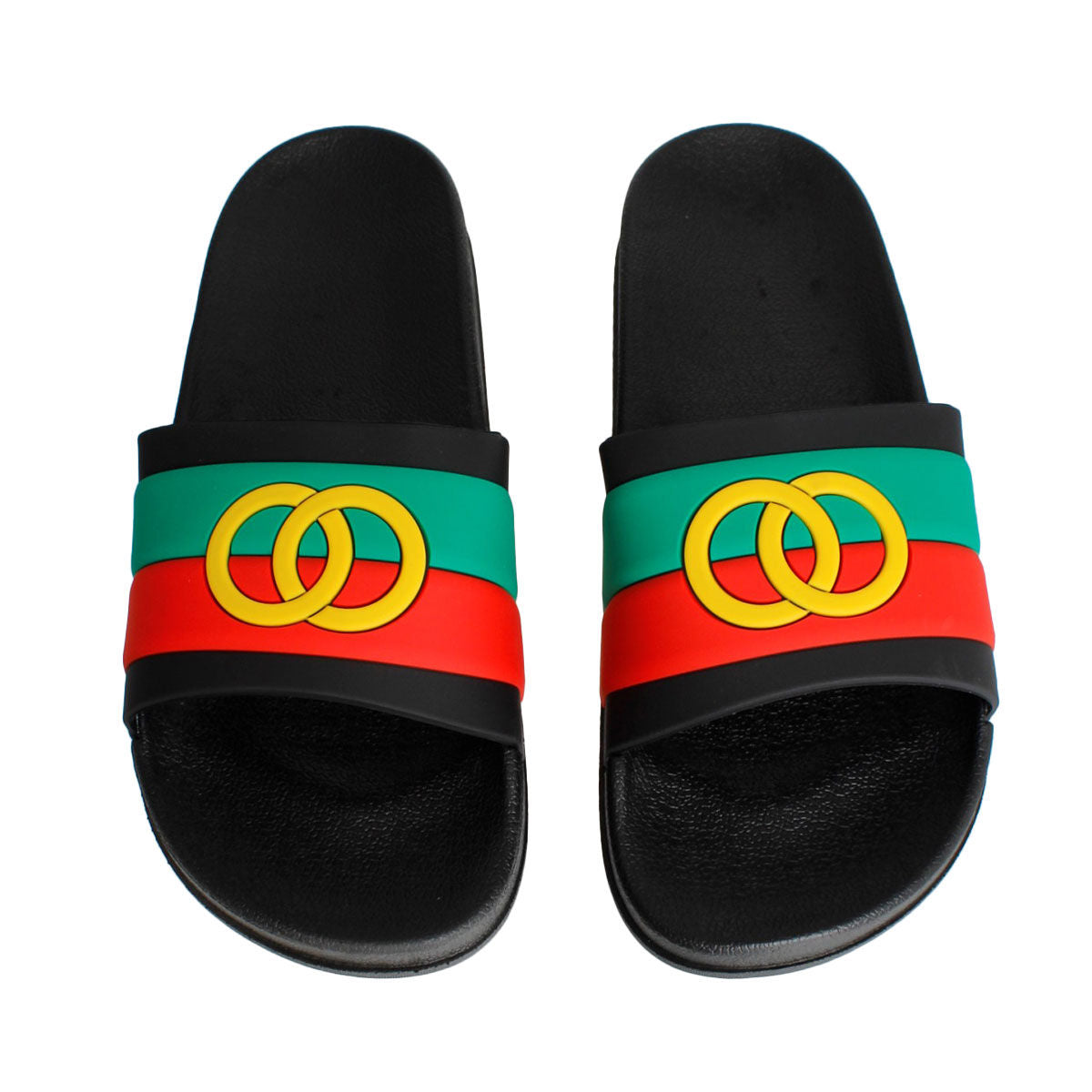 Slide Sandals Size 9 Black Stripe Casual Chic