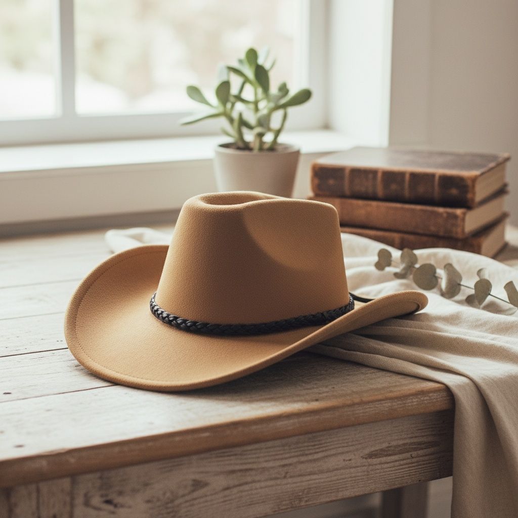 Western Cowboy Hat Soft Suede Cattleman Style in Camel – Trendy Casual Accessory