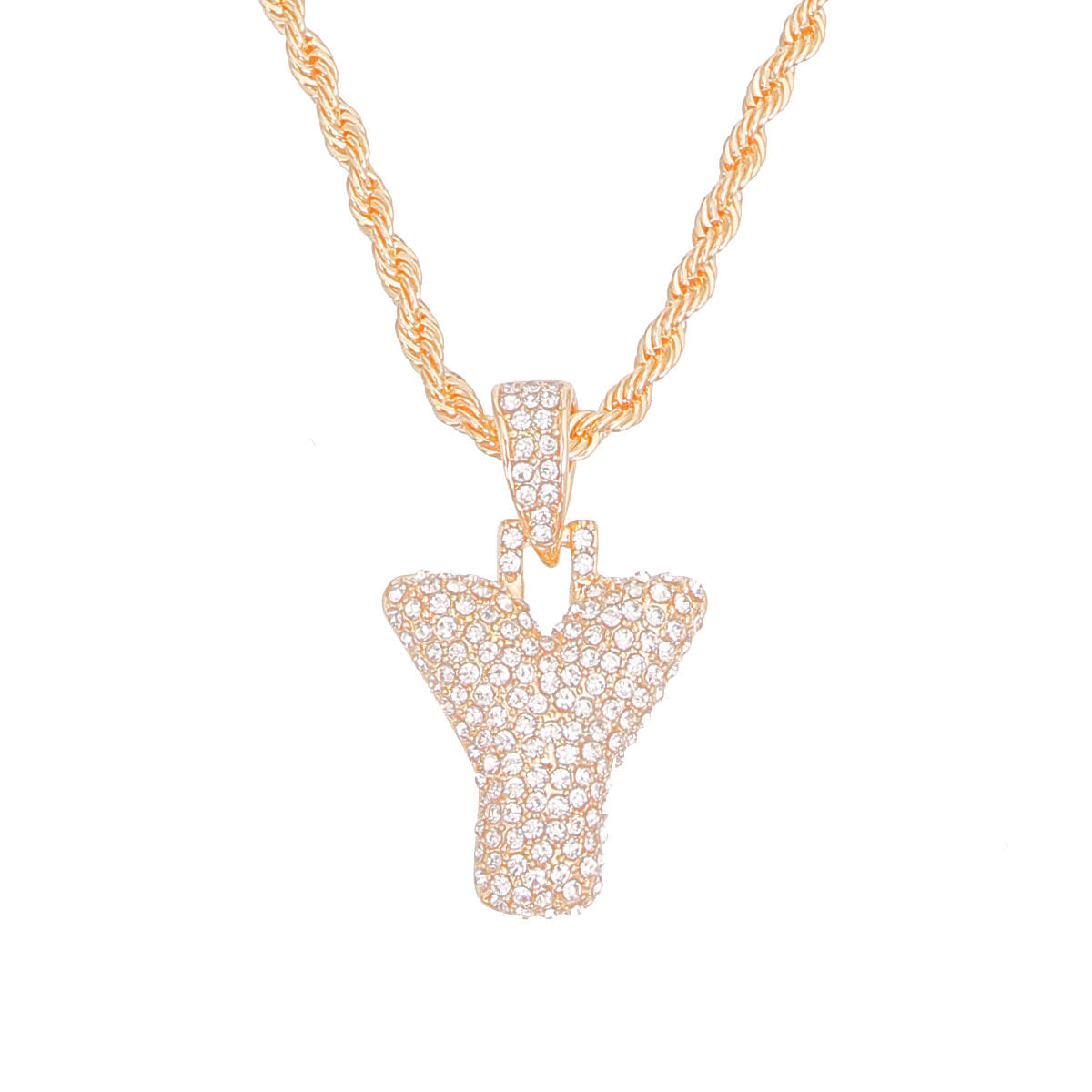 Rhinestone Gold Statement Necklace Y Design Stylish Jewelry Accessory