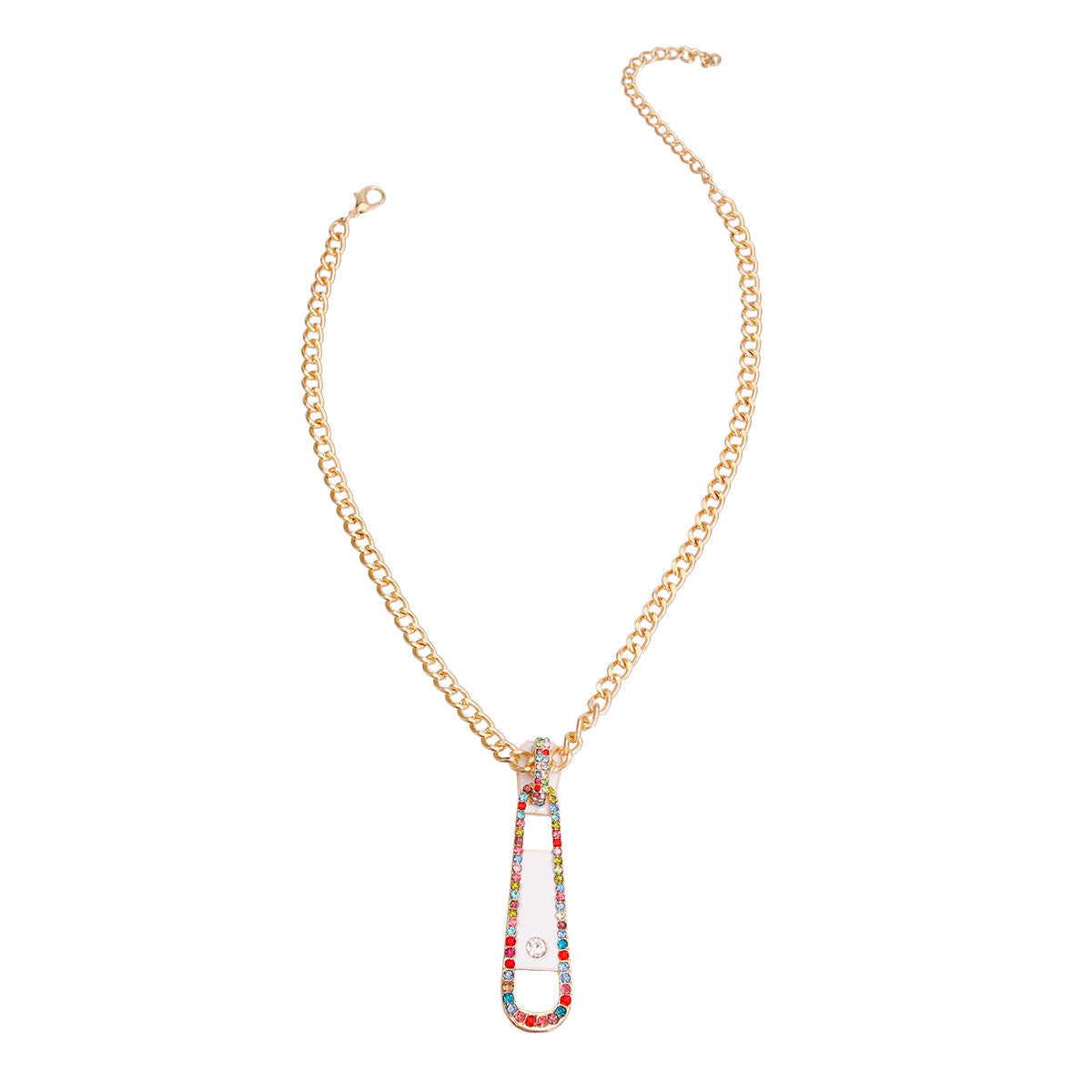 Zipper Pendant Necklace Multi Color Trendy Statement Jewelry