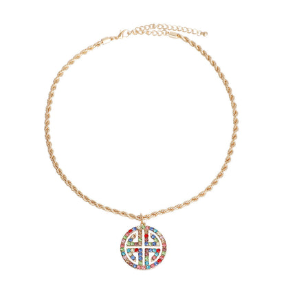 Statement Gold Twisted Chain Greek Key Necklace Stylish Layered Jewelry
