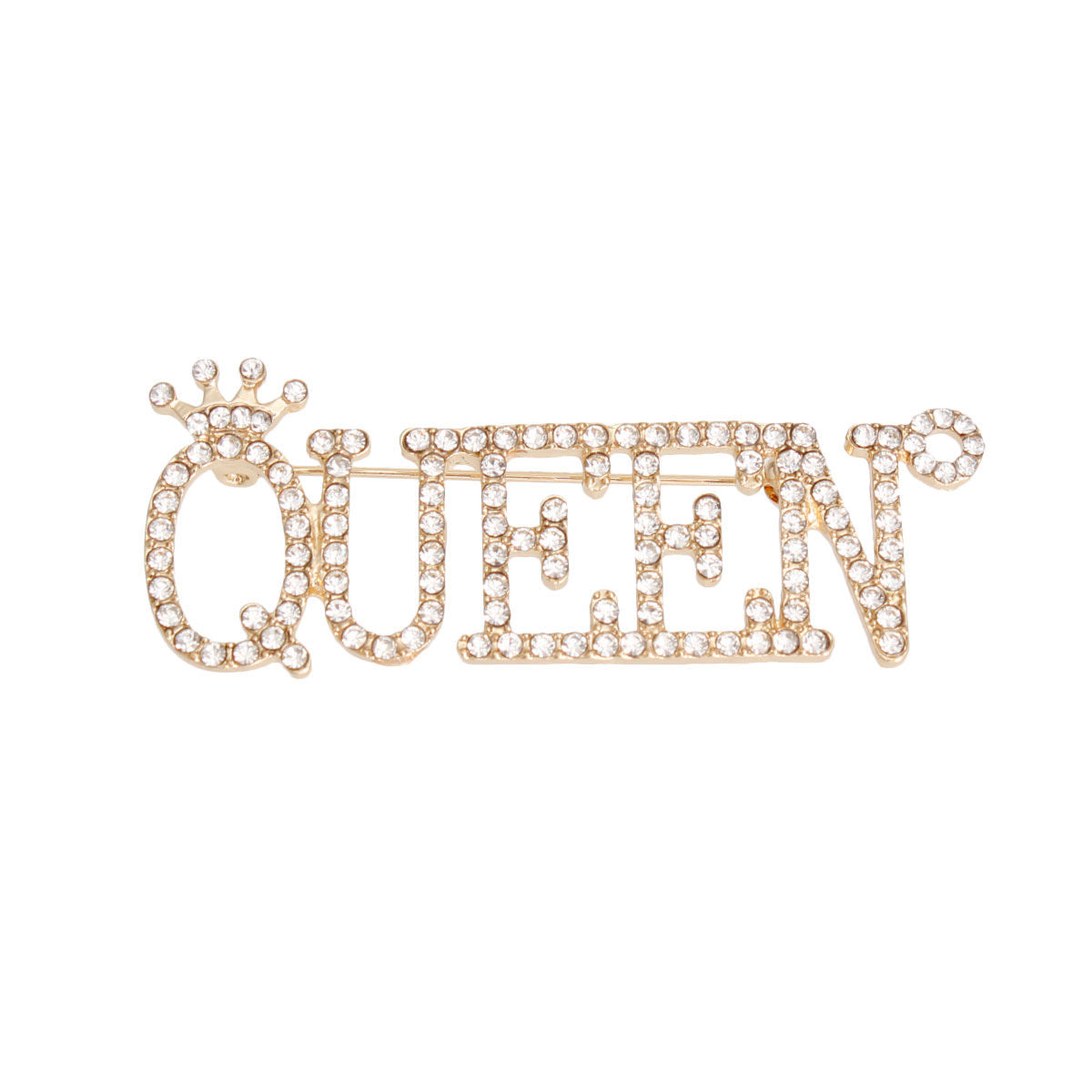 Statement Gold Iced Queen Brooch Stylish Fashion Jewelry Accessory