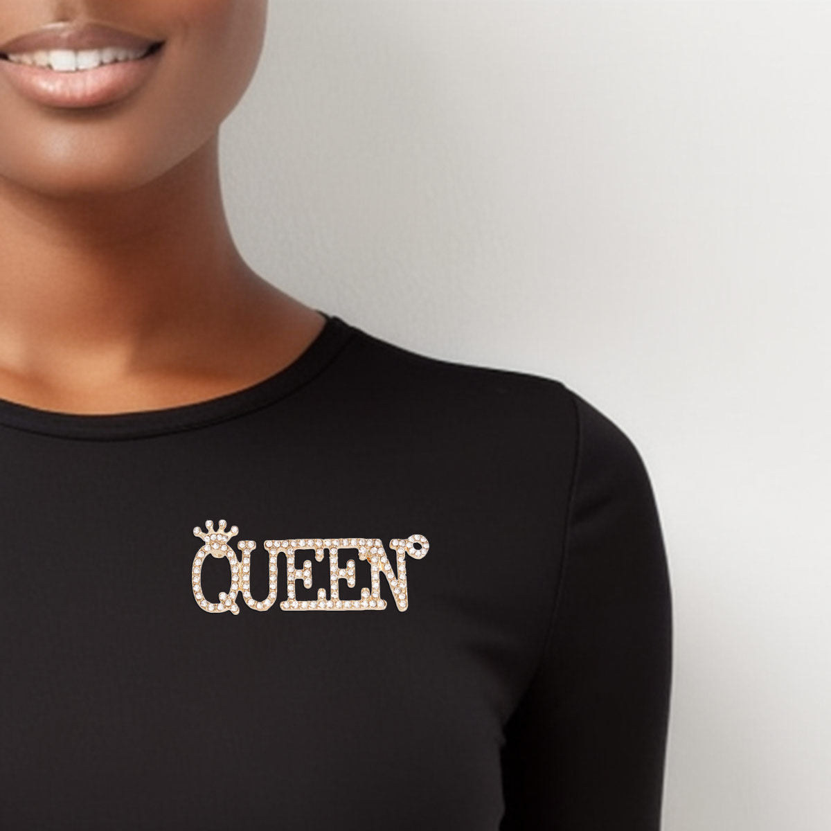 Statement Gold Iced Queen Brooch Stylish Fashion Jewelry Accessory