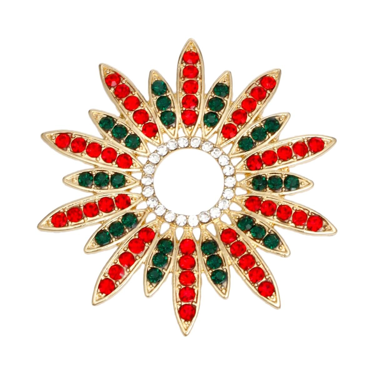 Statement Brooch Celestial Star Pin in Red and Green for Women Stylish Accessory