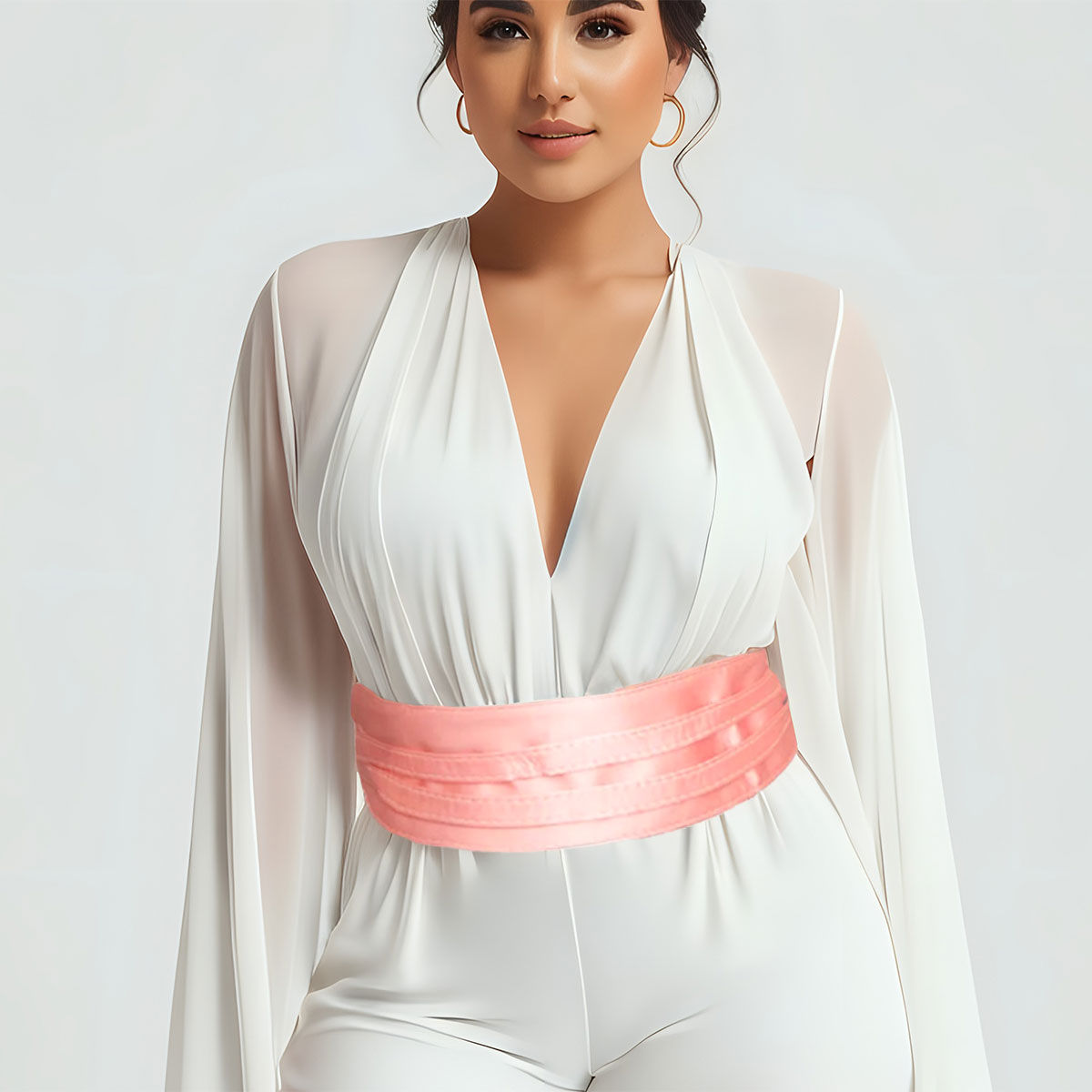 Fashion Wrap Belt Pink Satin Stylish Chic Accessory