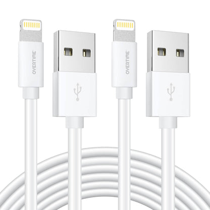 Overtime Apple MFi Certified Lightning Cable 10ft with Dual USB Wall Charger Adapter