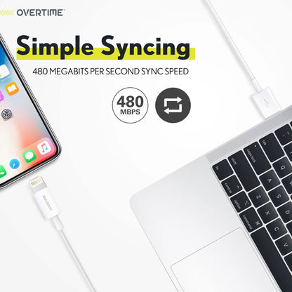 Overtime MFI Certified USB C to Lightning 6ft cable, Fast Charging &amp; Data Transfer - White