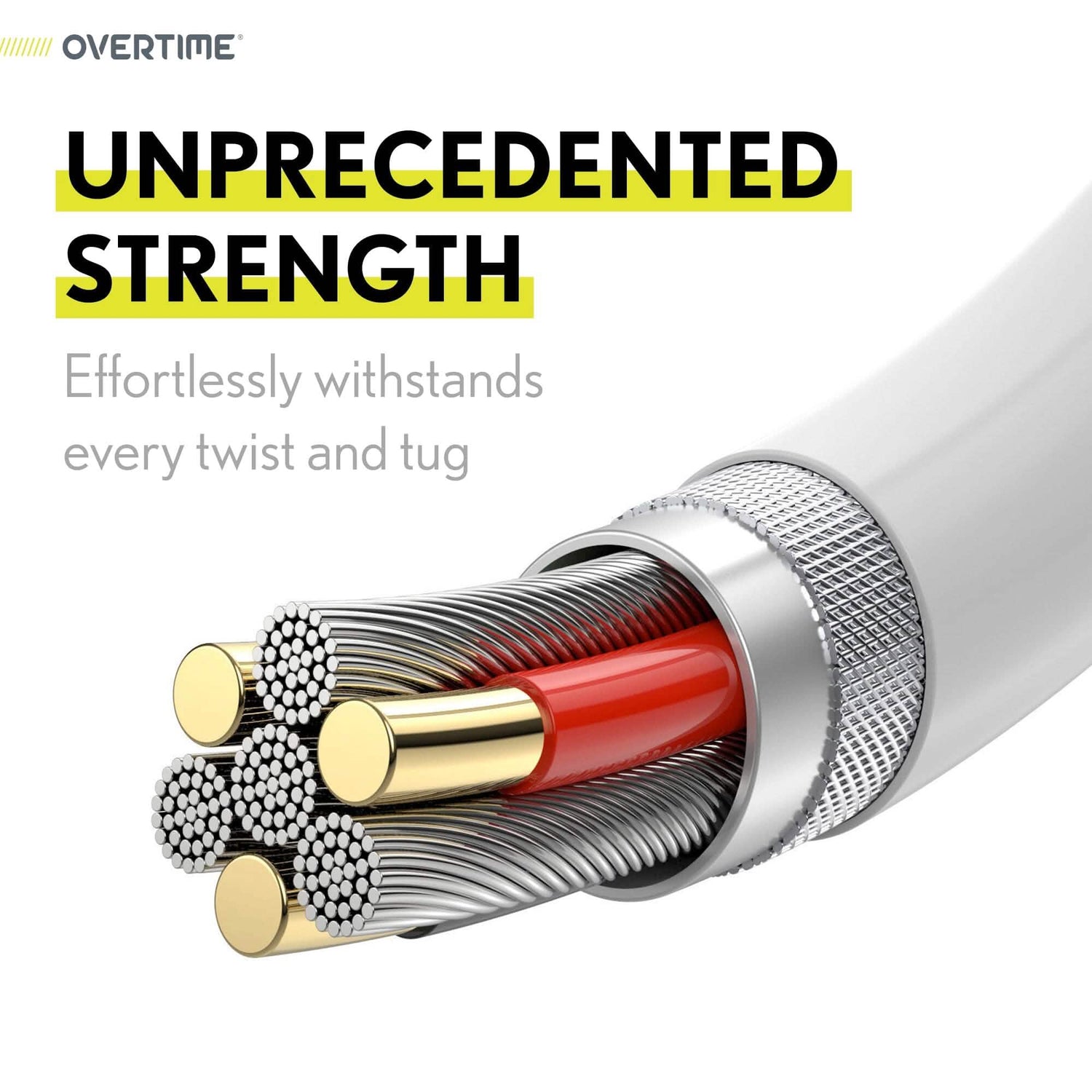 Overtime MFI Certified USB C to Lightning 6ft cable, Fast Charging &amp; Data Transfer - White