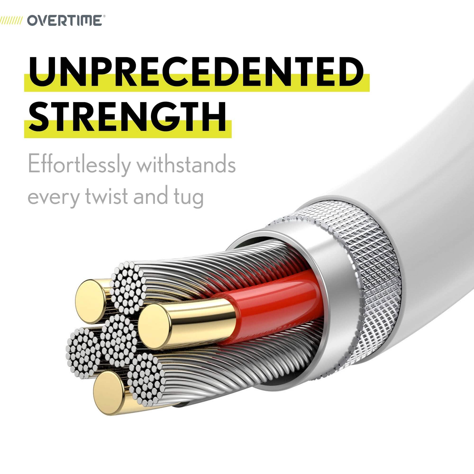 Overtime MFI Certified USB C to Lightning 6ft cable, Fast Charging &amp; Data Transfer - White