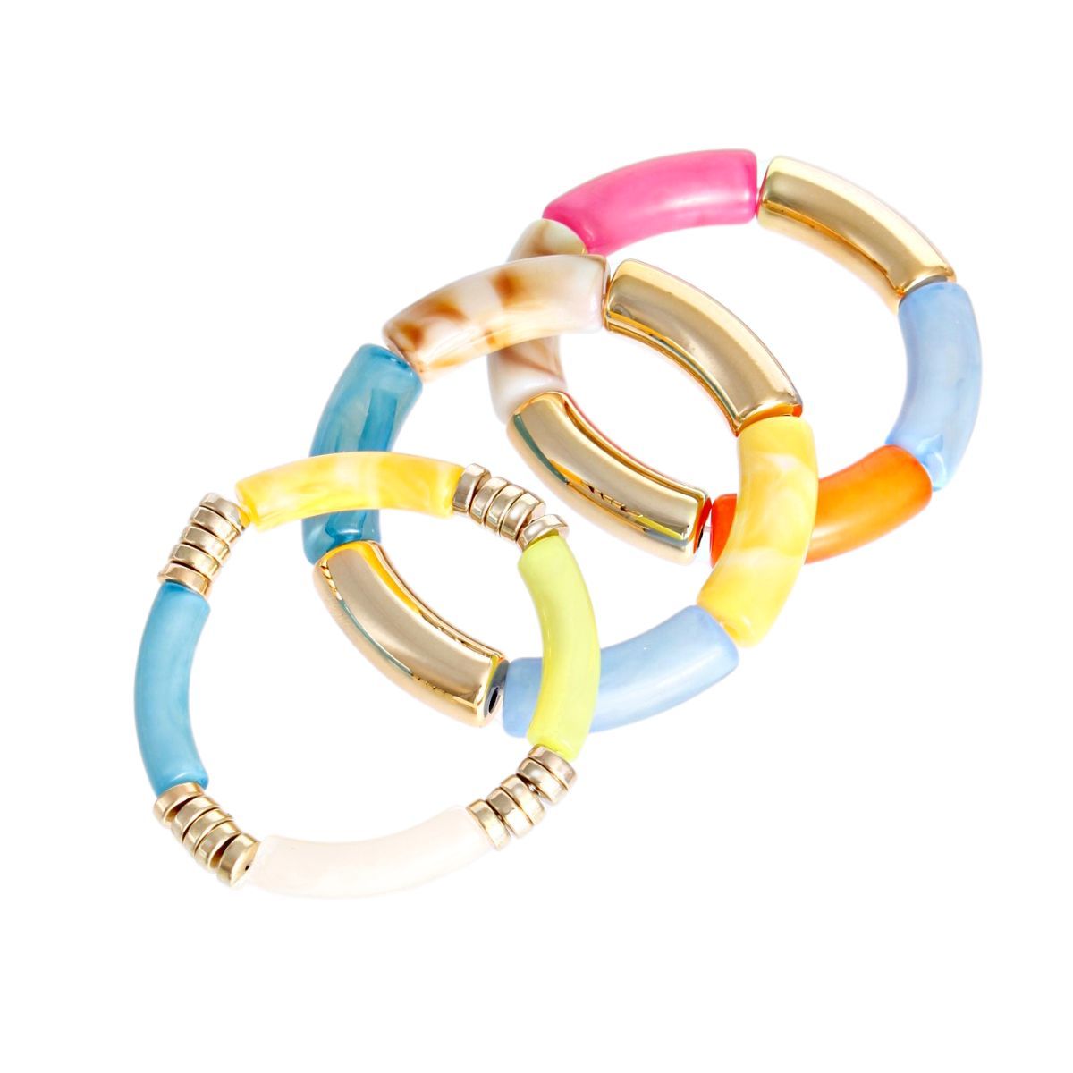 Stretch Bangle Set Multi Color Tube Stylish Statement Jewelry