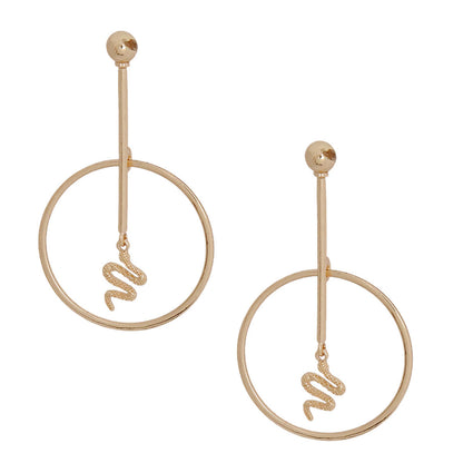 Charm Earrings Gold Bar Round Snake Trendy Statement Jewelry