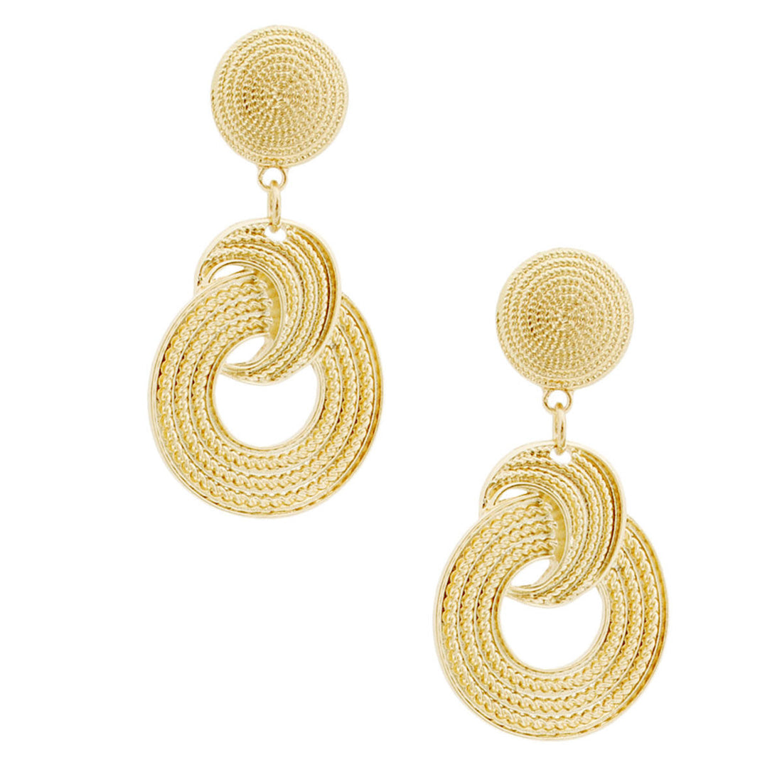Circle Earrings Gold Patterned Stylish Statement Jewelry