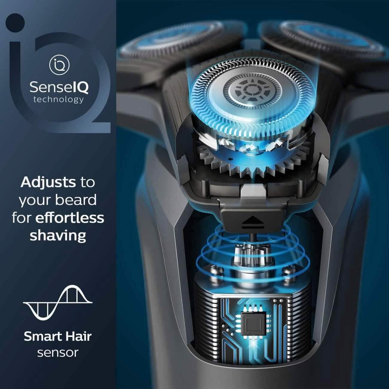 Philips Wet &amp; Dry Shaver 5000 with SkinIQ Tech + Shave Heads, Charging &amp; Cleaning Base (Refurbished)