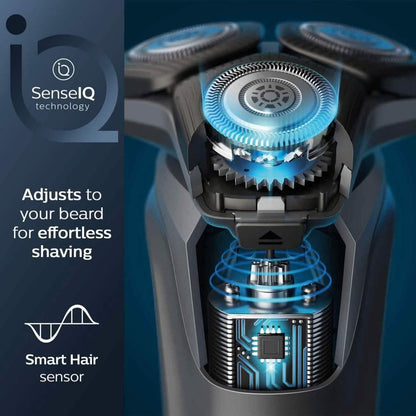Philips Wet &amp; Dry Shaver 5000 with SkinIQ Tech + Shave Heads, Charging &amp; Cleaning Base (Refurbished)