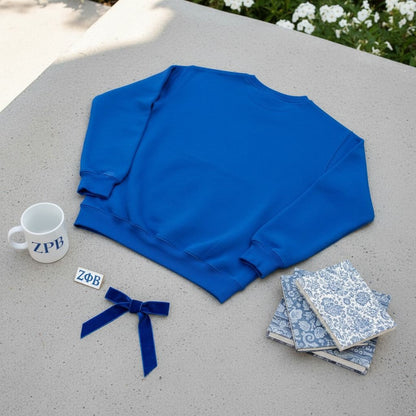 Crew Sweatshirt Blue Embroidered Greek Gear Casual Stylish Top