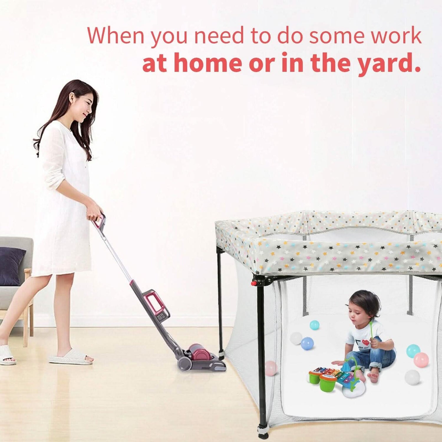Portable Folding Playard for Babies, Toddler Indoor &amp; Outdoor Play