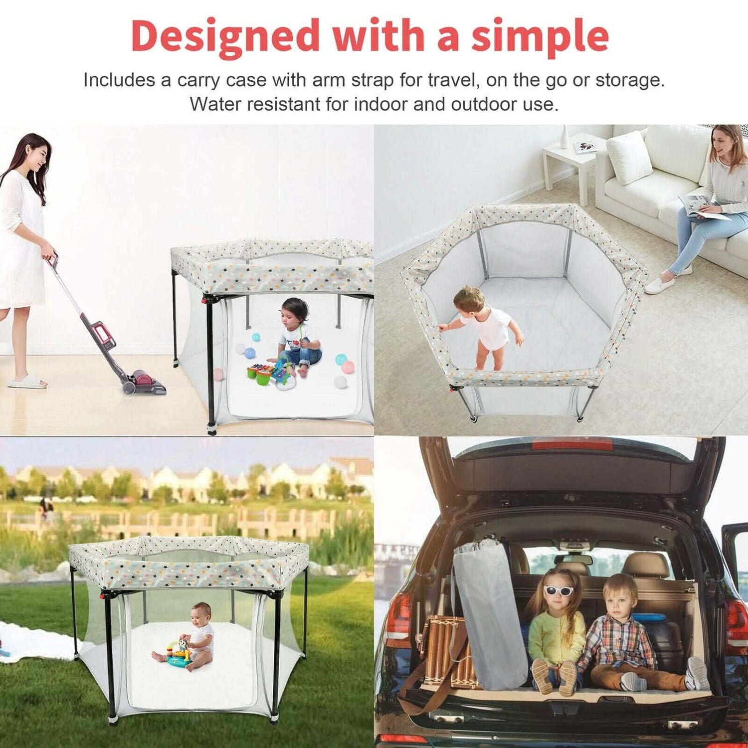 Portable Folding Playard for Babies, Toddler Indoor &amp; Outdoor Play