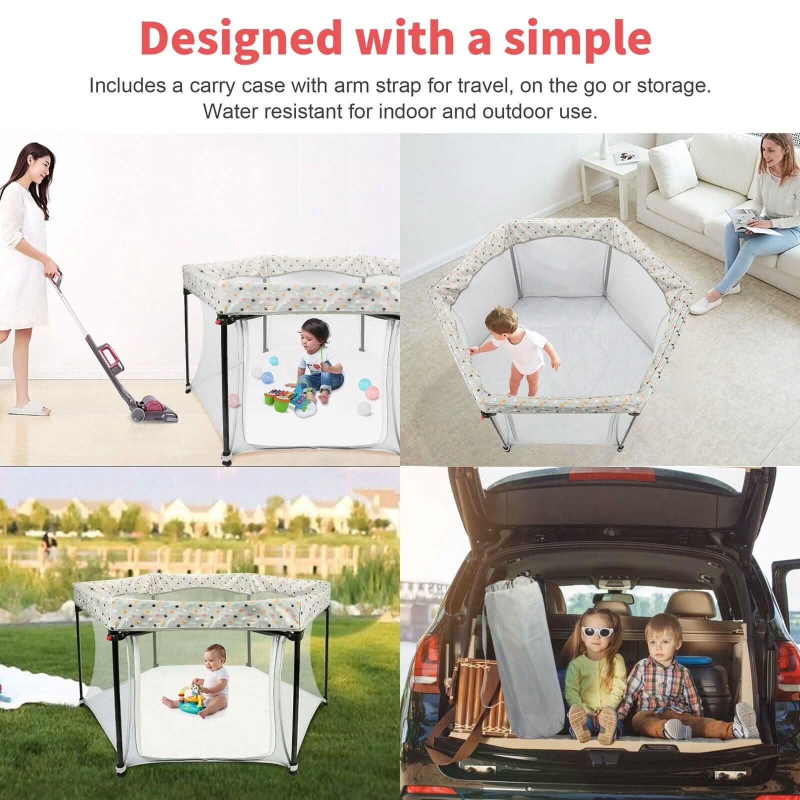 Portable Folding Playard for Babies, Toddler Indoor &amp; Outdoor Play