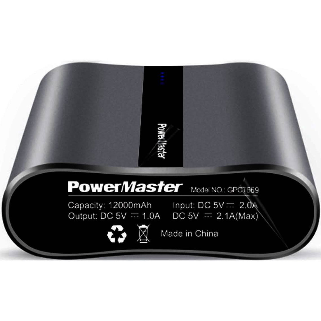 Powermaster 12000mAh Portable Charger with Dual USB Ports 3.1A Output