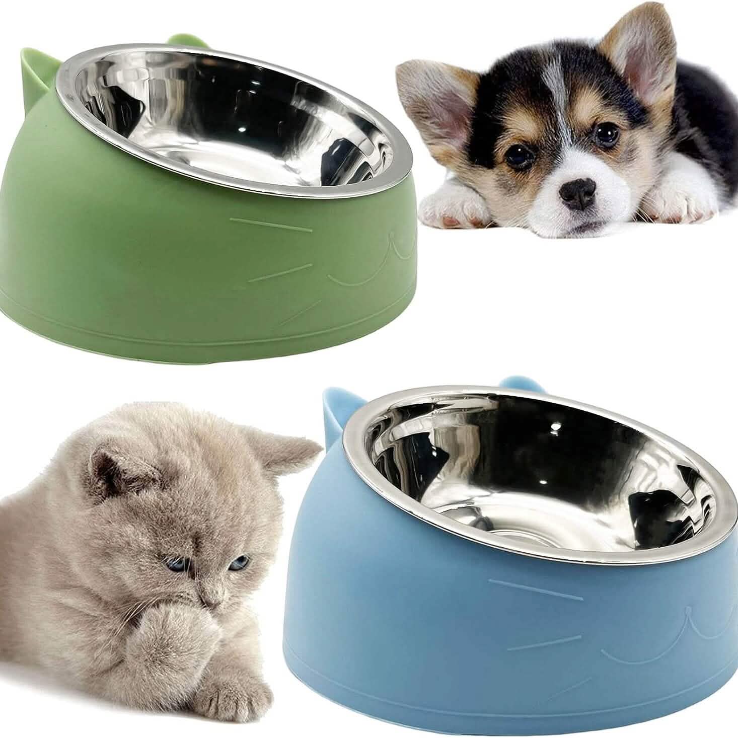 Premium Stainless Steel Cat &amp; Dog Bowls - Non Slip Base for Food &amp; Water