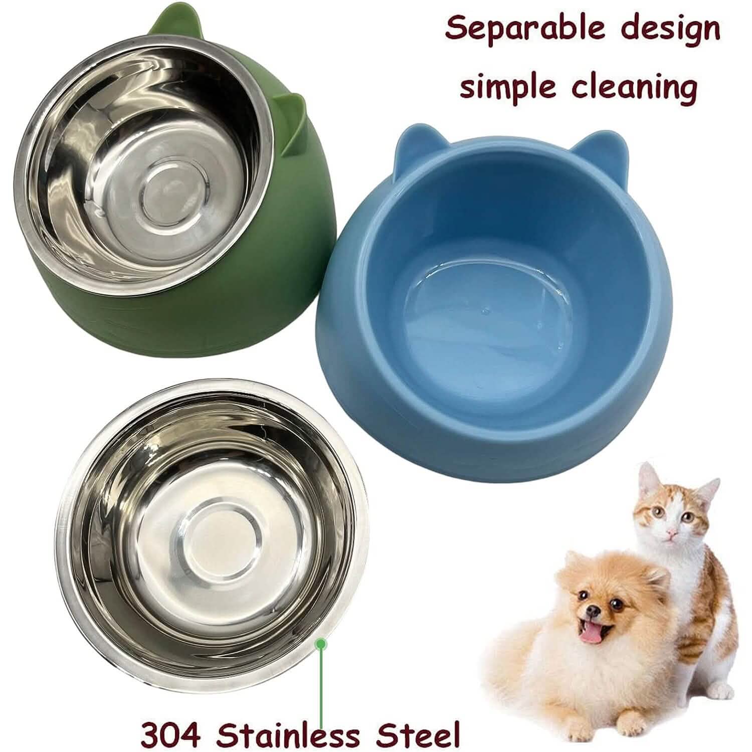 Premium Stainless Steel Cat &amp; Dog Bowls - Non Slip Base for Food &amp; Water