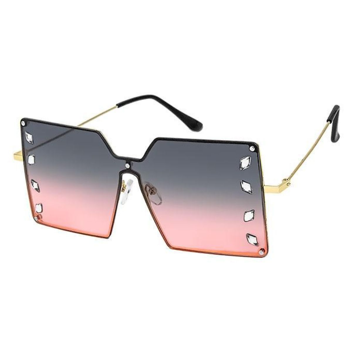 Square Purple Stone Sunglasses – Trendy Stylish Fashion Accessory