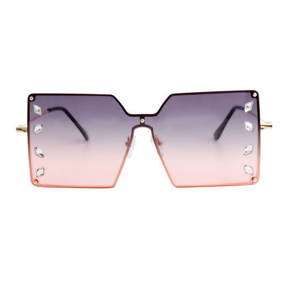 Square Purple Stone Sunglasses – Trendy Stylish Fashion Accessory