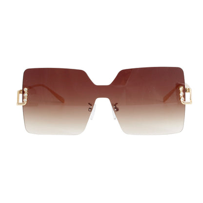 Square Brown One Piece Sunglasses Stylish Chic Fashion Accessory