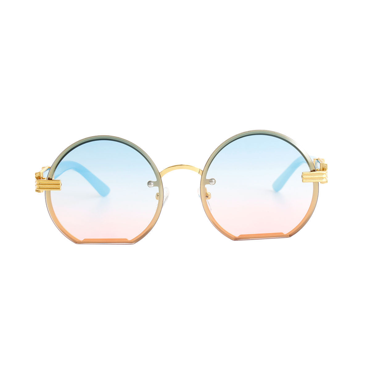 Round Blue Flat Sunglasses Stylish Casual Accessories