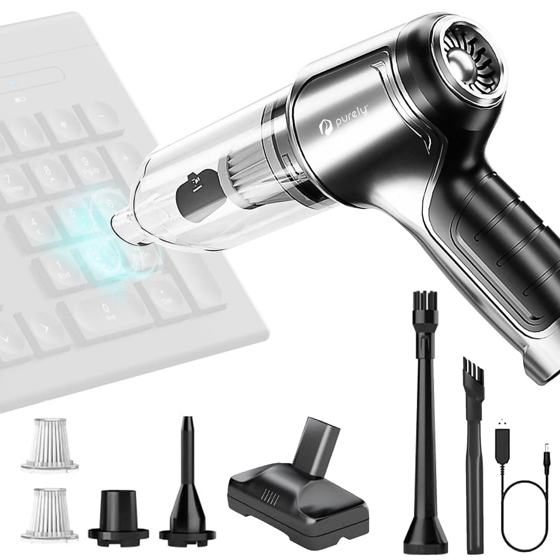 Purely C105 Keyboard Cleaner, Compressed air Duster &amp; Vacuum Cleaner