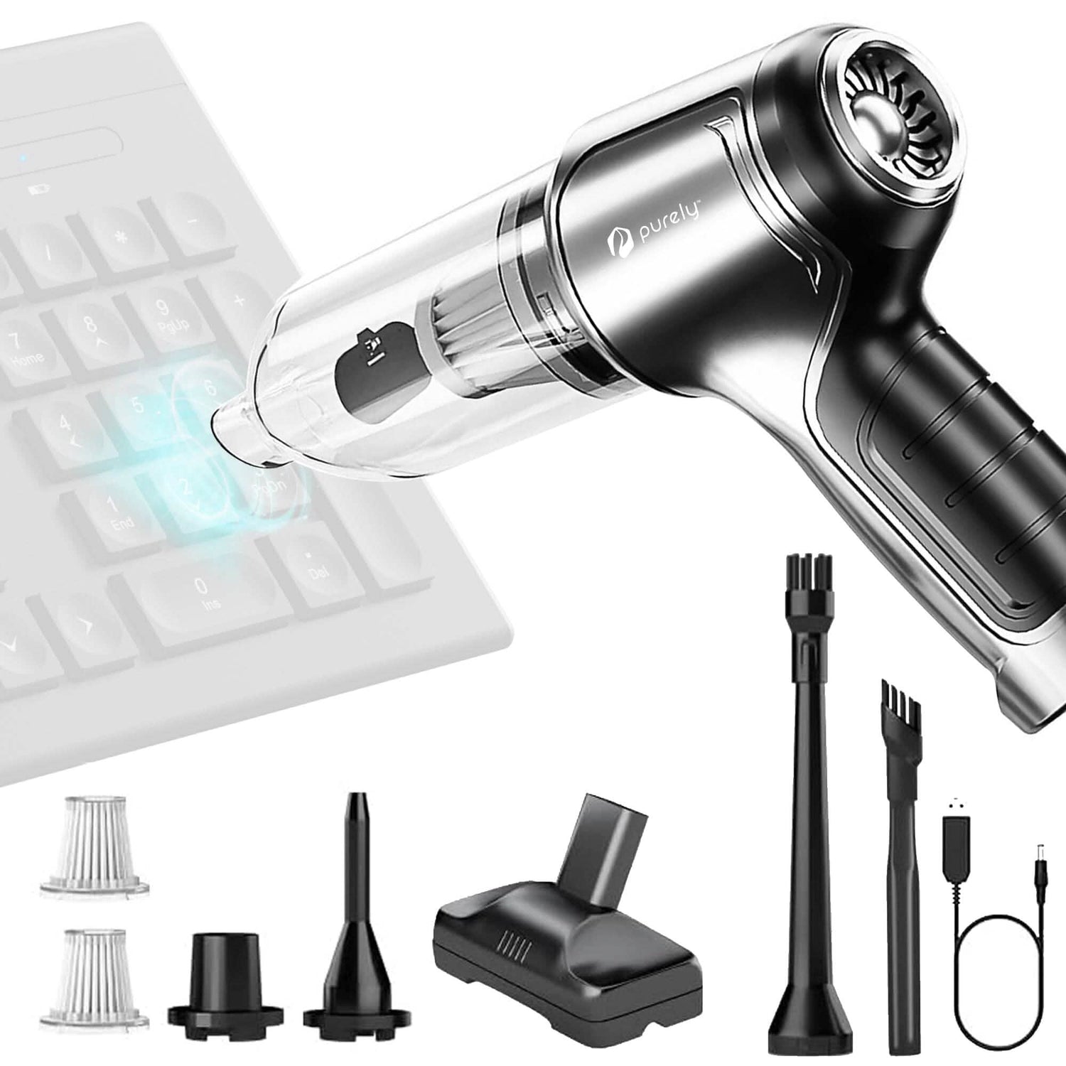 Purely C105 Keyboard Cleaner, Compressed air Duster &amp; Vacuum Cleaner