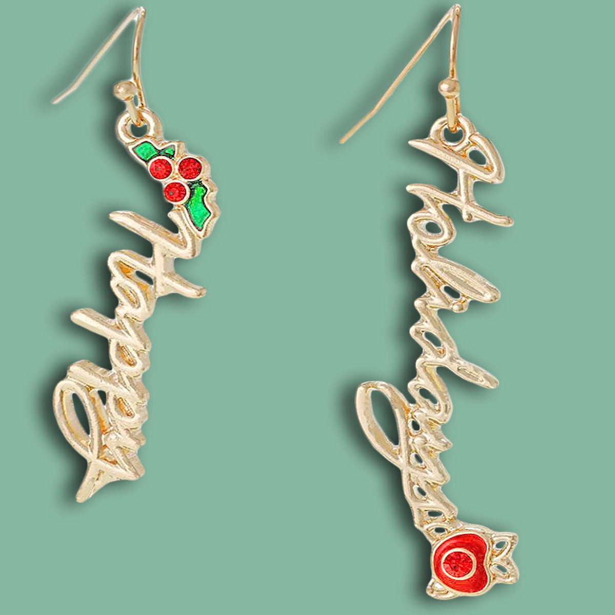 Holiday Earrings Trendy Stylish Statement Happy Holidays Jewelry