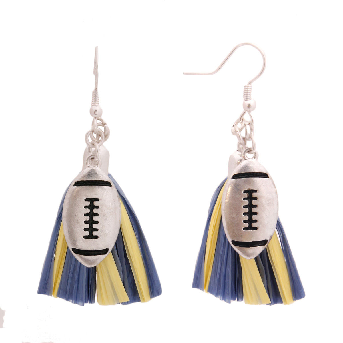 Statement Blue Tassel Football Earrings Stylish Fashion Jewelry Accessories
