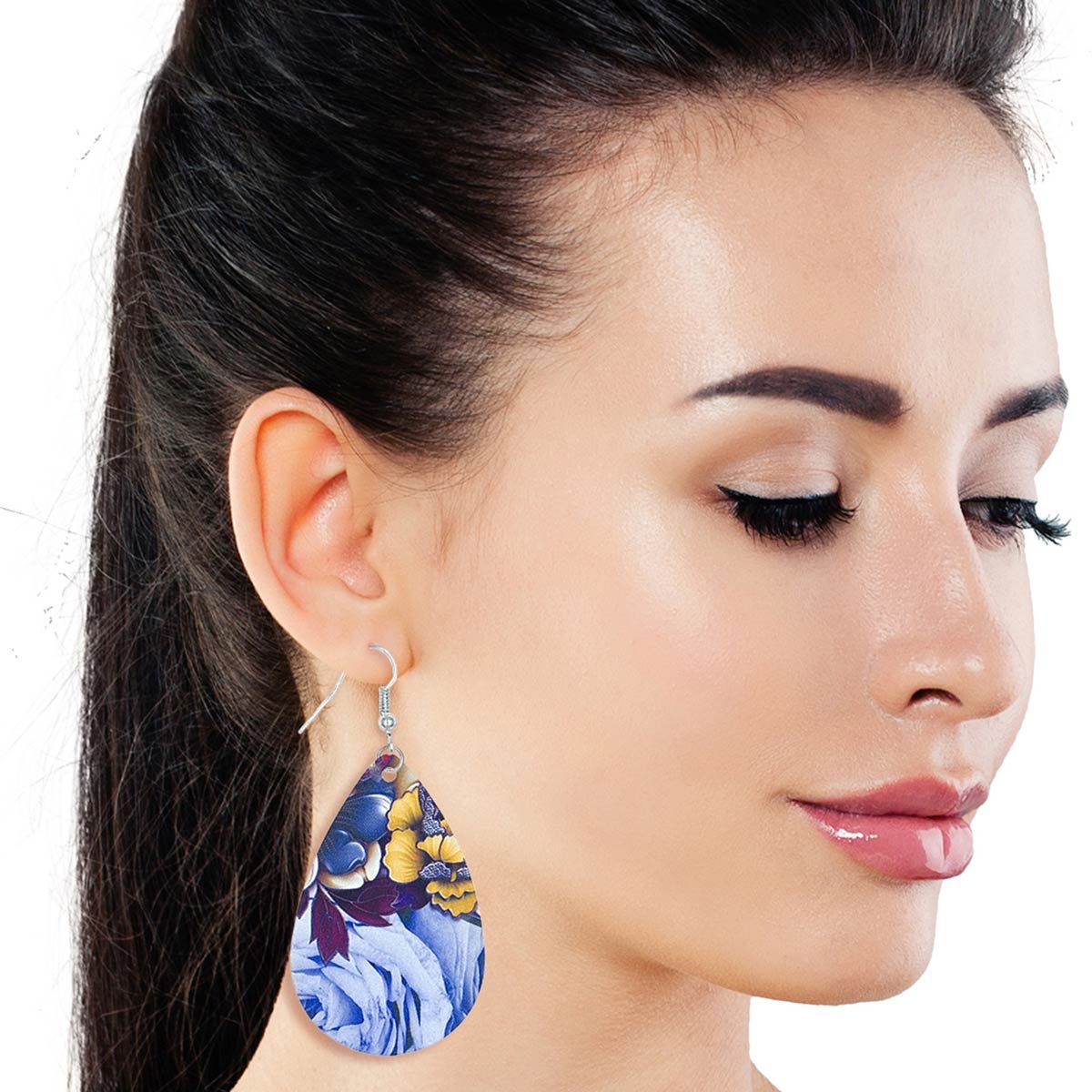 Teardrop Earrings with Various Flower Prints – Stylish Statement Jewelry