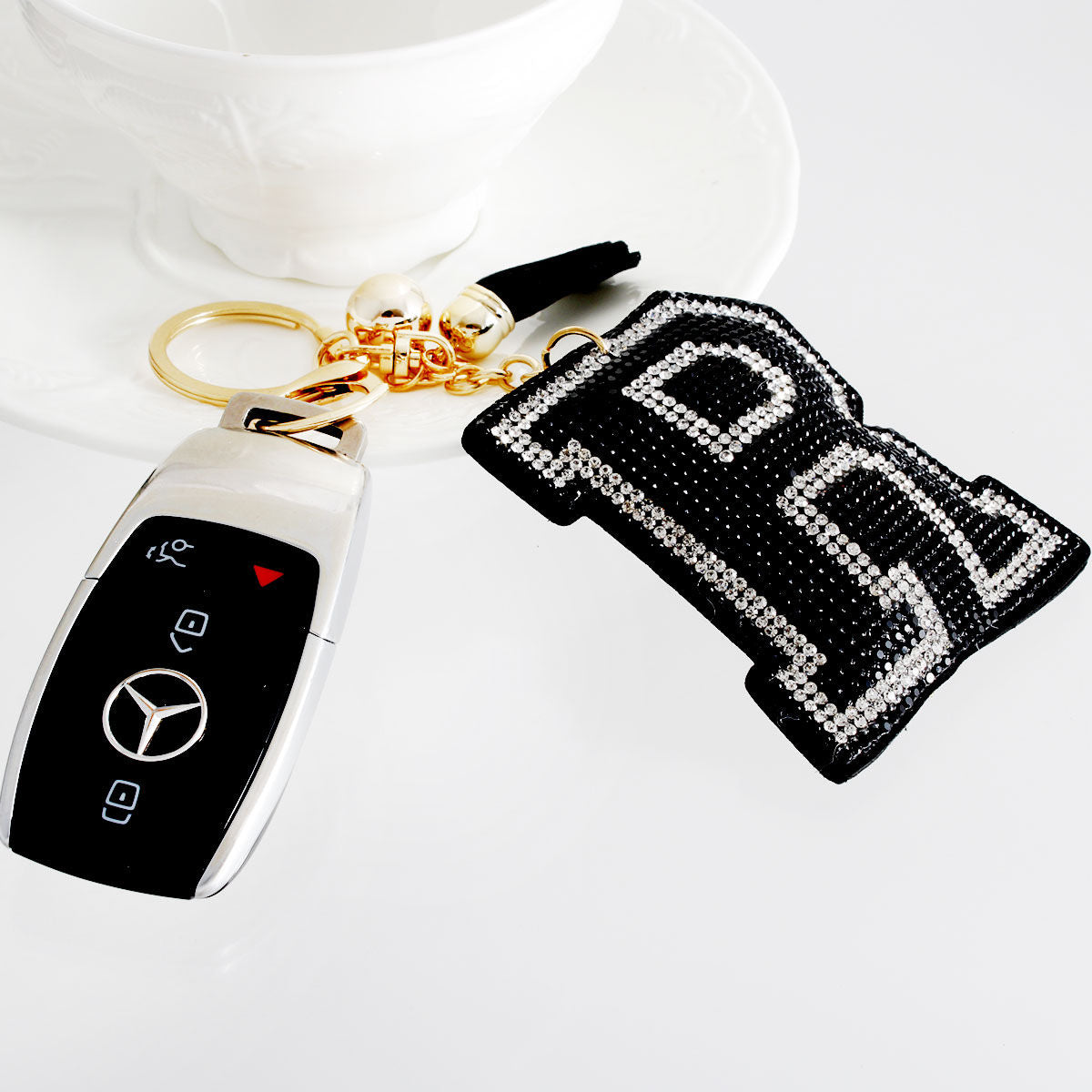 Keychain Bag Charm Black Stylish Accessory