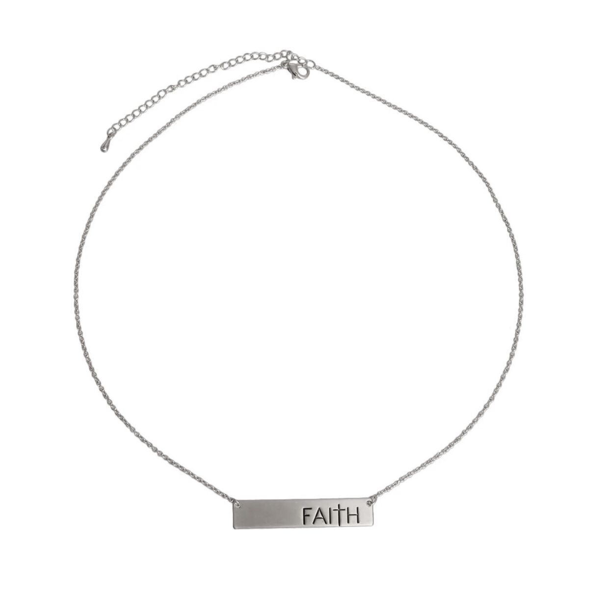 Cross Plate Necklace Silver Faith Stylish Statement Jewelry