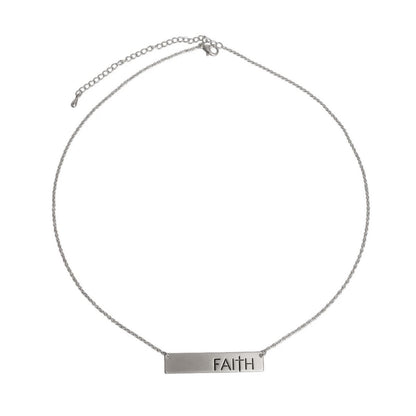 Cross Plate Necklace Silver Faith Stylish Statement Jewelry