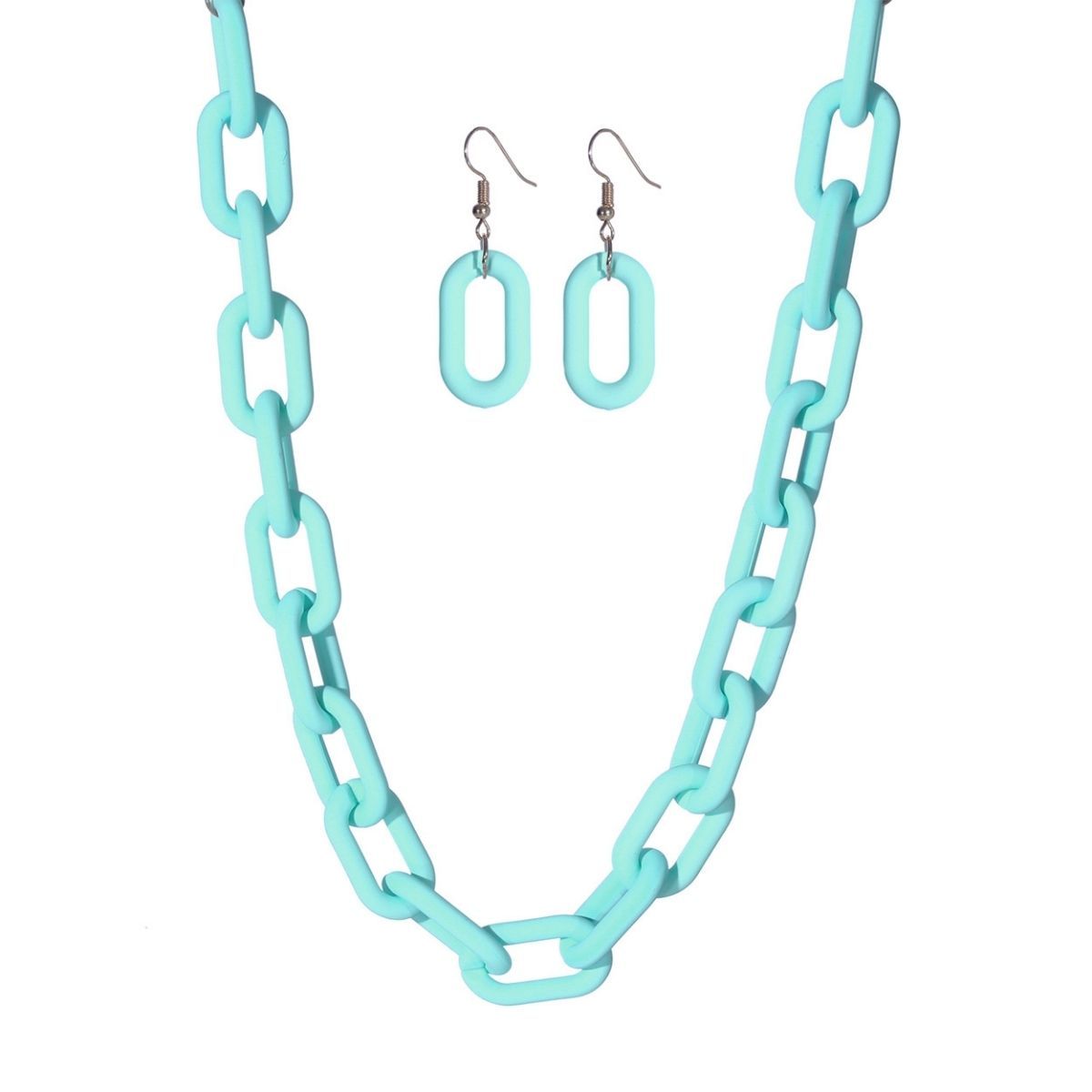 Chain Necklace Rubber Coated Mint Trendy Fashion Jewelry