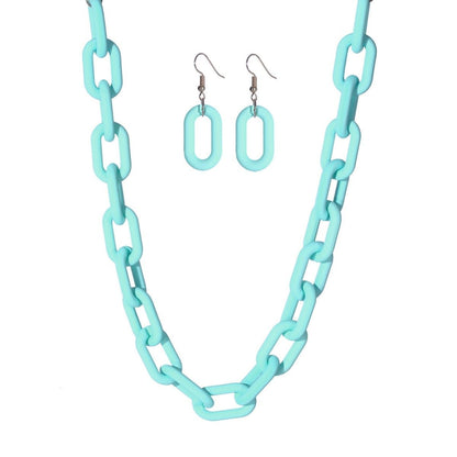 Chain Necklace Rubber Coated Mint Trendy Fashion Jewelry