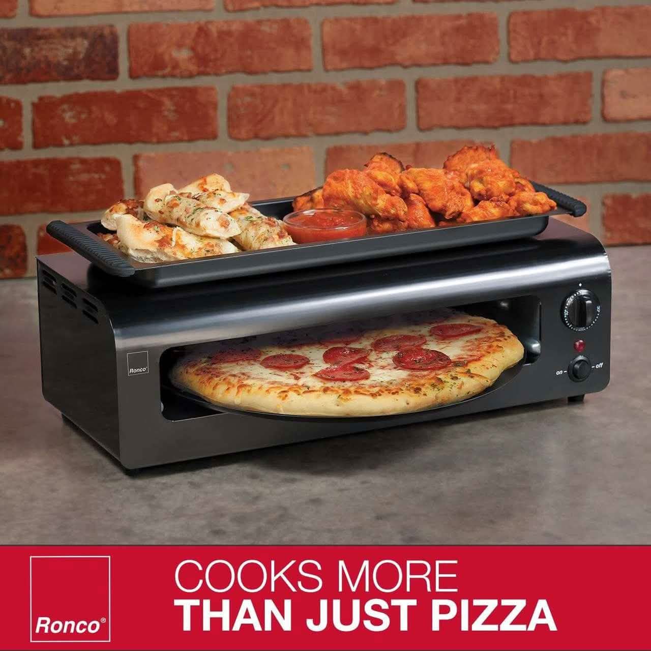 Ronco Pizza &amp; More Home Pizza and Wing Oven with Removable Warming Tray and Pan