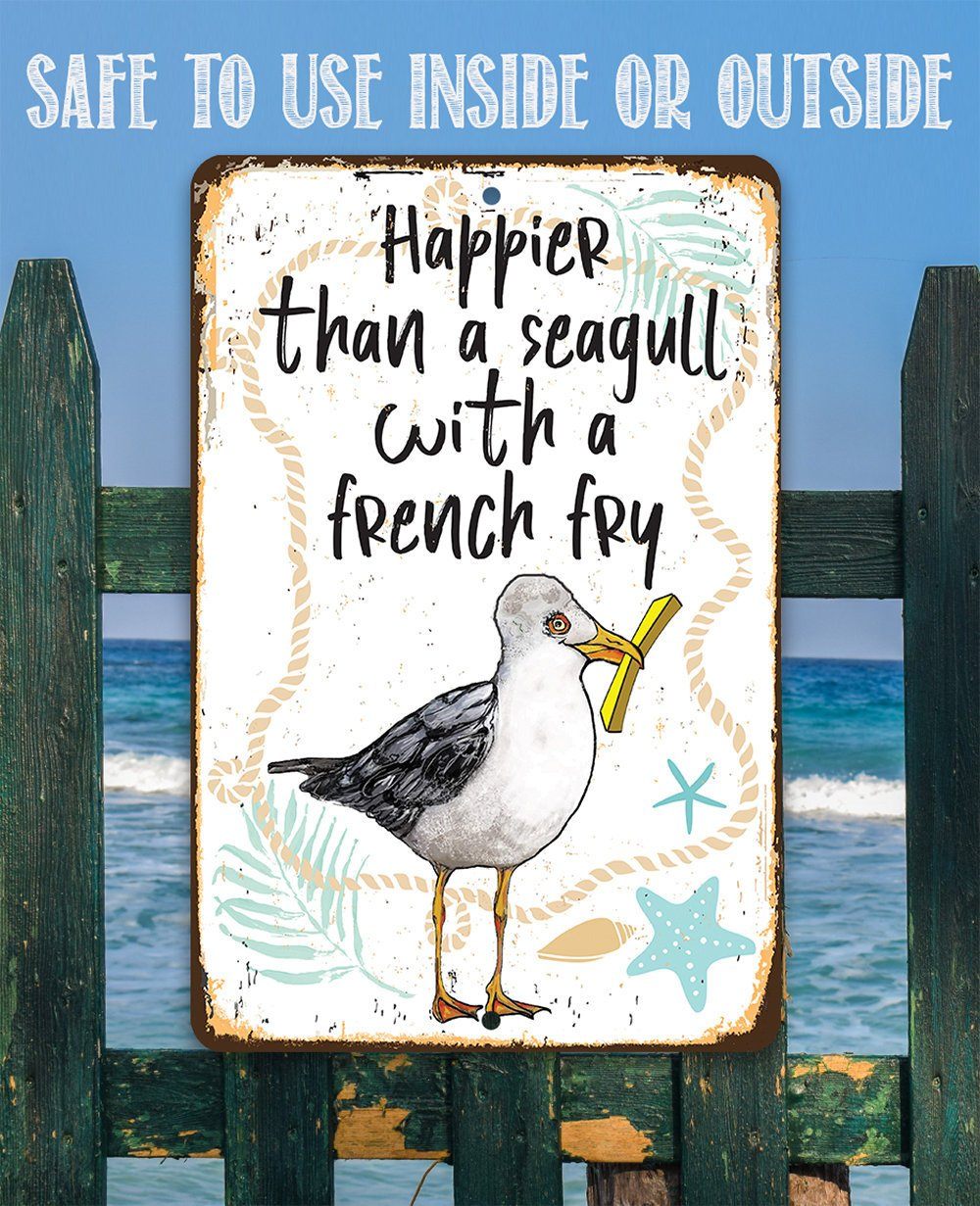 Seagull with French Fry - Metal Sign