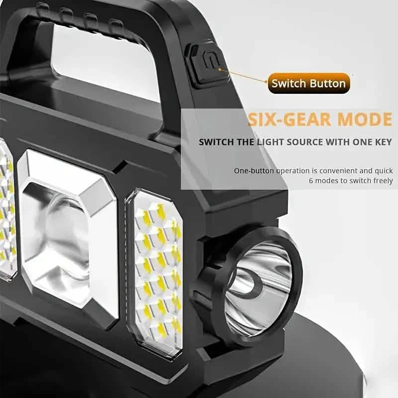 Solar Portable Flashlight &amp; Handheld Searchlight with Side Lights