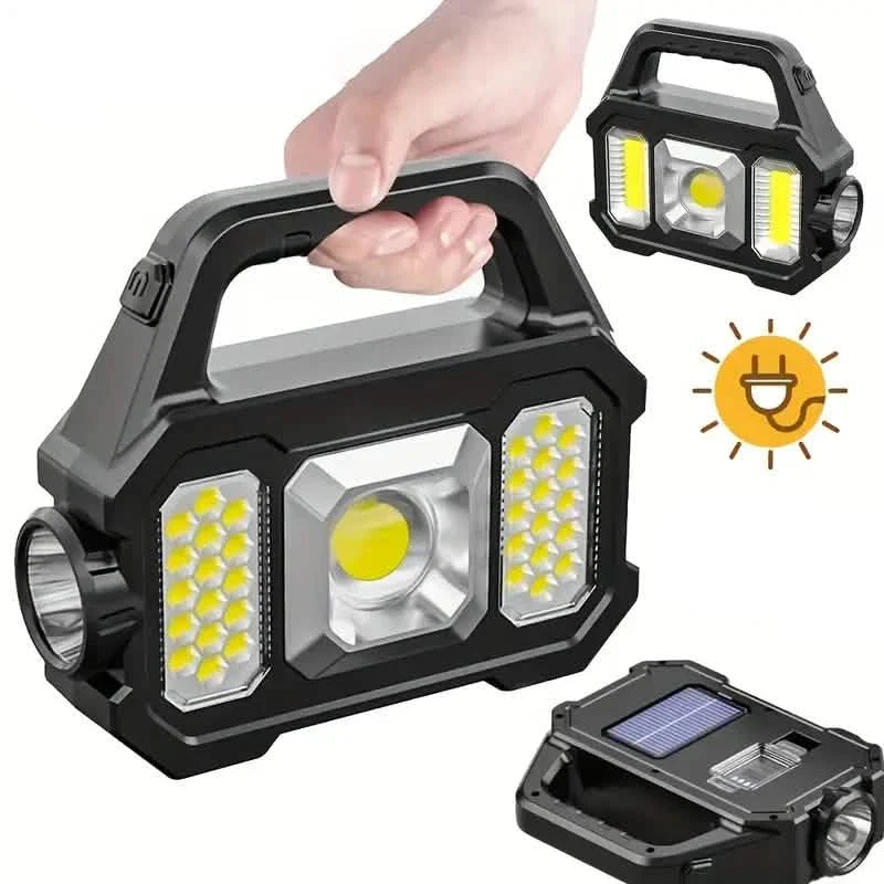 Solar Portable Flashlight &amp; Handheld Searchlight with Side Lights
